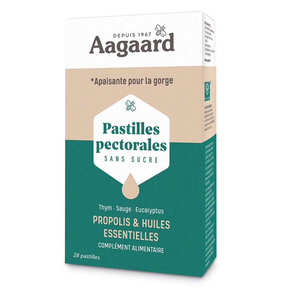 Aagaard Pastilles Pectorales Propolis et Huiles Essentielles 28 Pastilles
