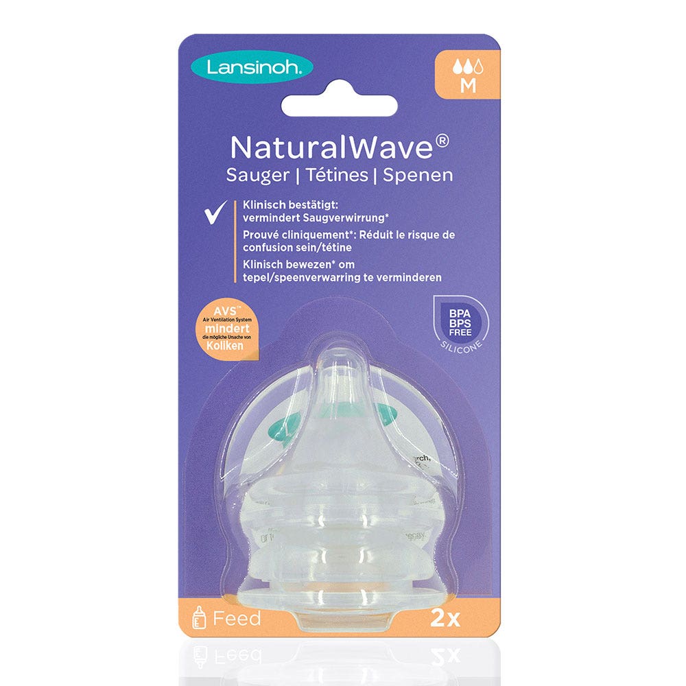 Lansinoh Natural Wave Tétine M Débit Moyen x2