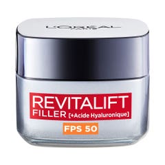 L'Oréal Paris Revitalift Filler Crème de Jour Anti-Age FPS50 + Acide Hyaluronique Tous Types de Peaux 50ml