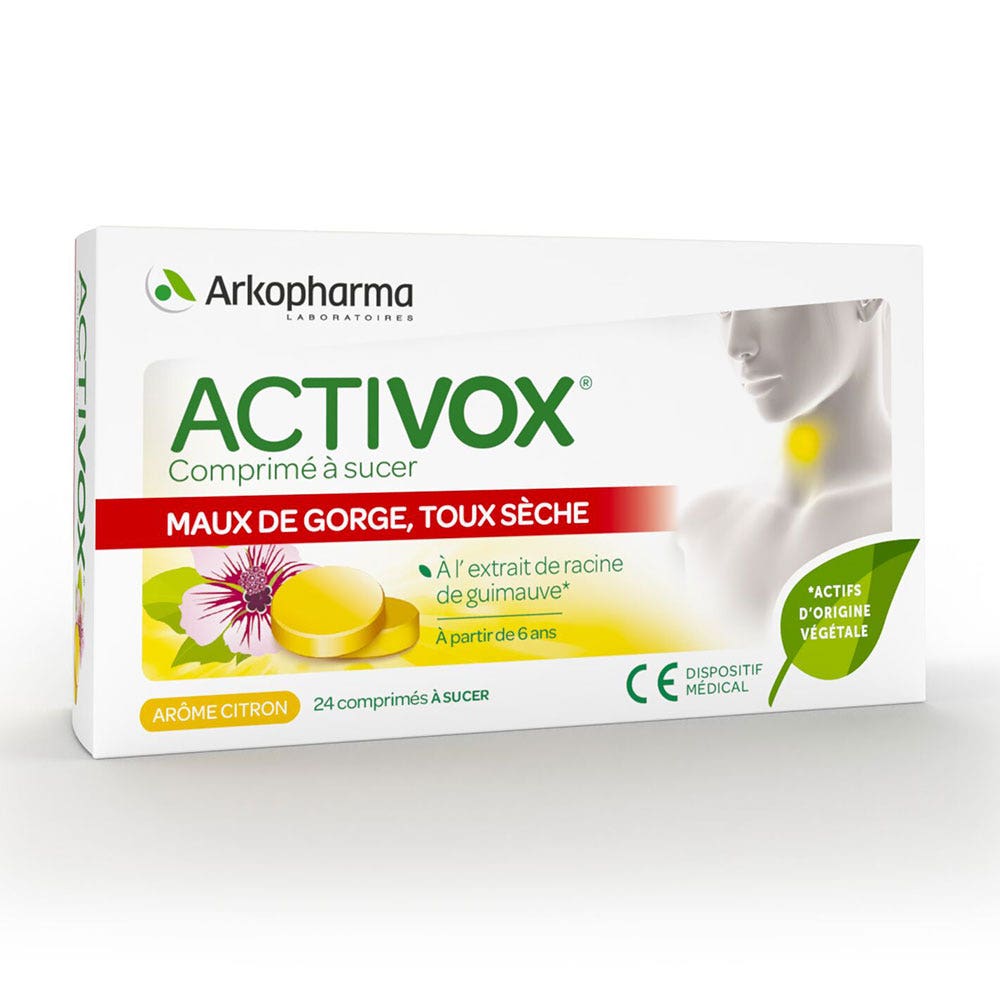 Arkopharma Activox Maux De Gorge, Toux Seche Extrait de Racine de Guimauve à sucer x24 comprimés