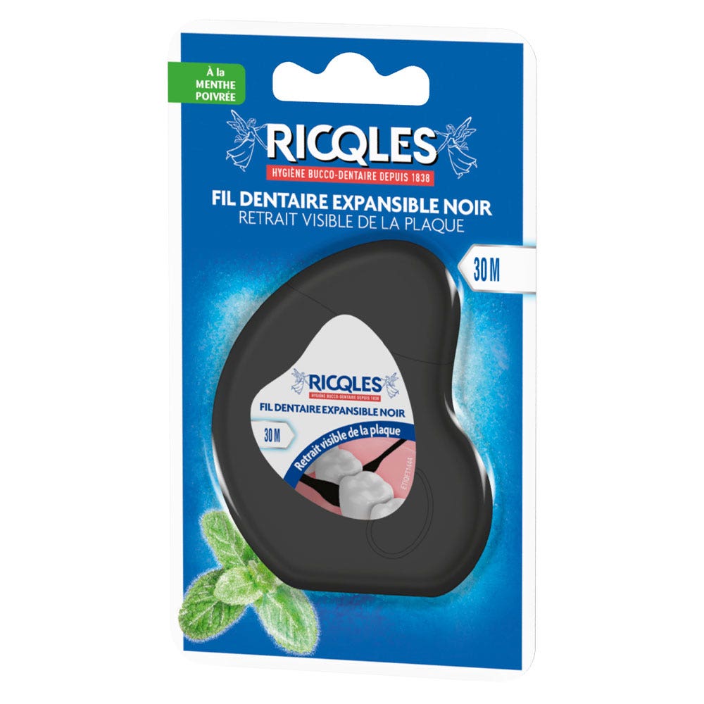 Ricqles Fil Dentaire Expansible 30m à La Menthe Poivrée