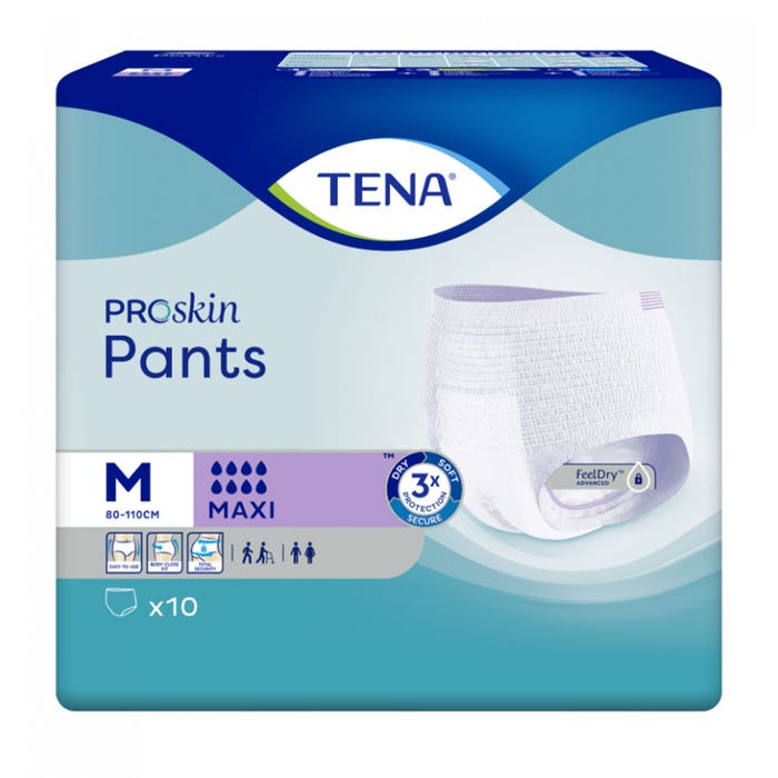 Tena Proskin Maxi Pants Culottes Absorbantes Fuites Urinaires Taille M 80-110cm x10