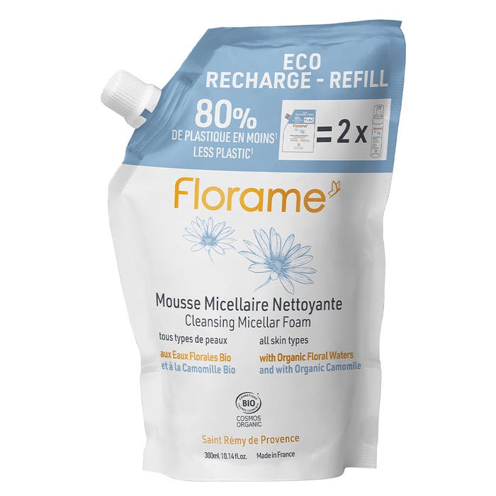 Eco Recharge Mousse Micellaire Nettoyante Bio 300ml Florame