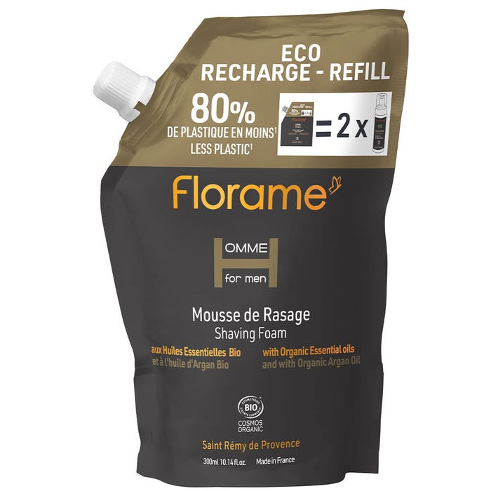 Eco-Recharge Mousse De Rasage Bio 300ml Homme For Men Florame