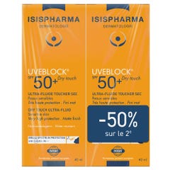 Isispharma Uveblock Ultra Fluide Toucher Sec Spf50+ Dry Touch 2x40ml