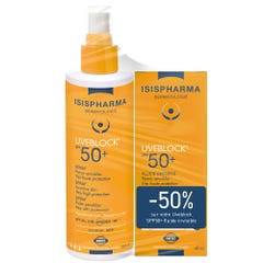 Isispharma Uveblock Spray Solaire Protection Spf50+ et Fluide invisible 200ml + 100ml