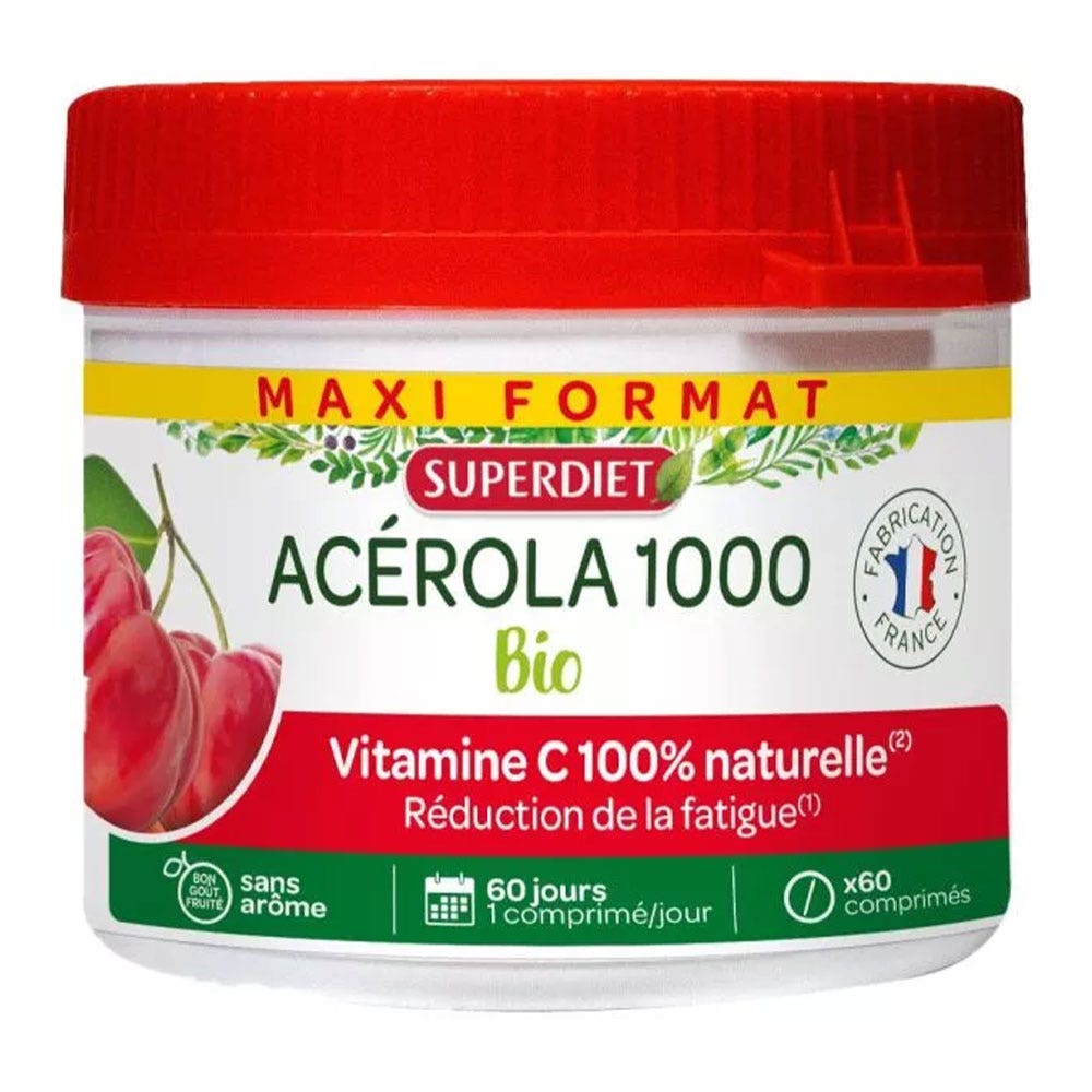 Superdiet Acerola 1000 Bio 60 Comprimés