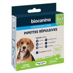 Biocanina Pipette répulsives pour chiot et petit chien 3 pipettes + 1 offerte