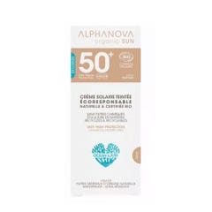 Alphanova Organic Sun Crème Teintée Claire Très Haute Protection Spf50+ Bio Peaux Sensibles et Réactives 50g