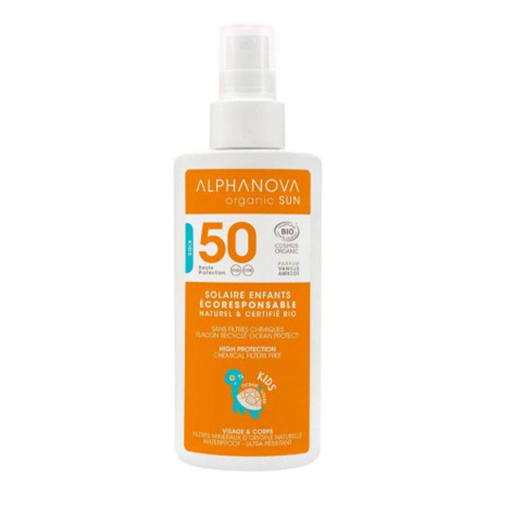 Alphanova Organic Sun Kids Lait Solaire Spf50 Bio Parfum Vanille Abricot 125ml