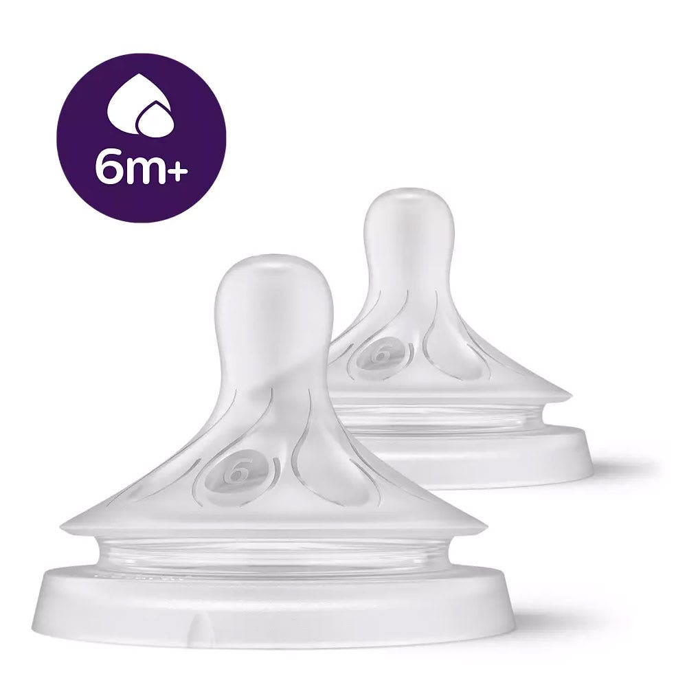 Avent Natural Response Tétines Silicone Liquide Epaissis Débit Nouveau-Né 6 Mois et + x2