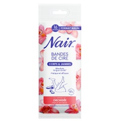 Nair BANDES DE CIRE FROIDE CORPS & JAMBES format malin aux extraits d'ORCHIDEE 16 bandes