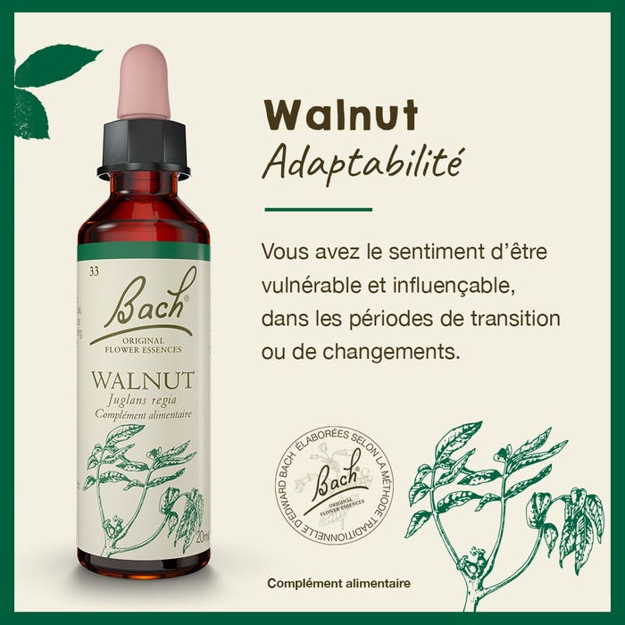 Fleurs de Bach Original N33 Walnut Noyer 20ml - Easypara Fleurs de Bach Original N33 Walnut Noyer 20ml - Easypara