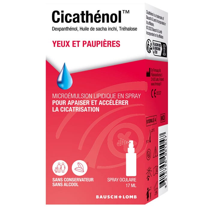 Bausch&Lomb Cicathénol Spray Oculaire Yeux et Paupières 17ml