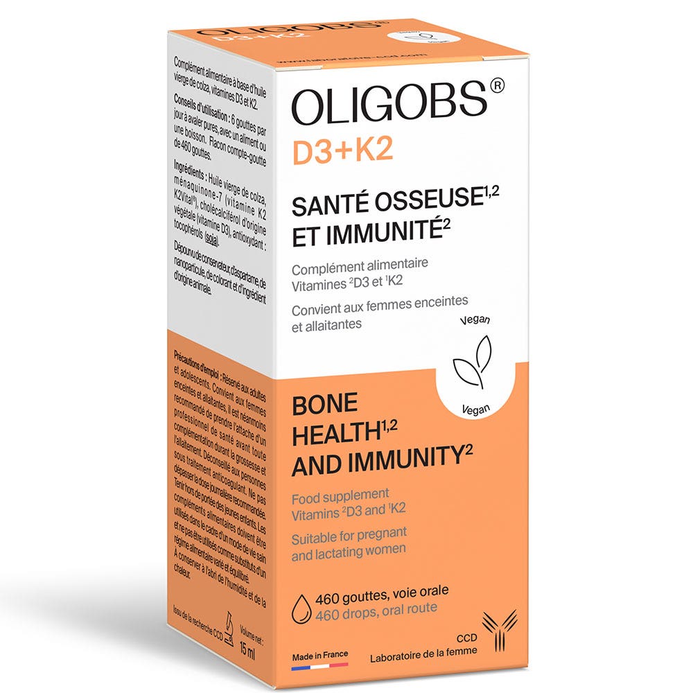 Ccd Oligobs Vitamines D3+K2 Santé Osseuse & immunité 460 Gouttes