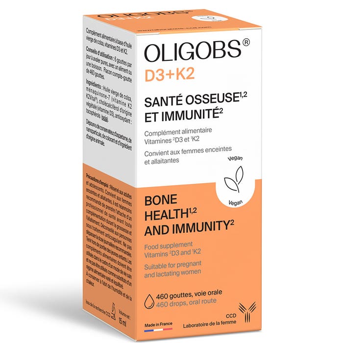 Ccd Oligobs Vitamines D3+K2 Santé Osseuse & immunité 460 Gouttes