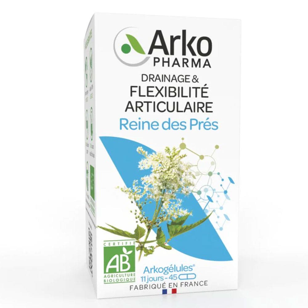 Arkopharma Arkogélules Reine des Prés Bio Drainage et Flexibilité Articulaire 45 Gélules