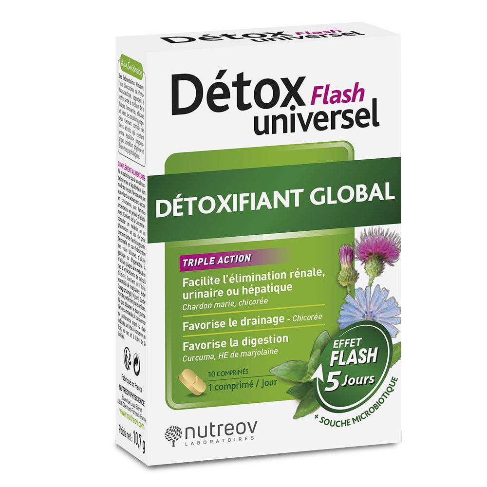 Nutreov Detox Universel Détoxifiant global Flash 10 comprimés
