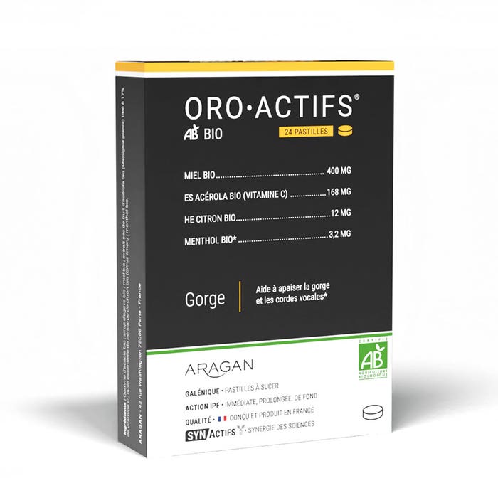Aragan Synactifs OROACTIFS® BIO Gorge 24 Pastilles à sucer
