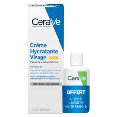 Cerave Crème Hydratante Visage SPF30 52ml + Crème Lavante 20ml Peaux Normales à Sèches