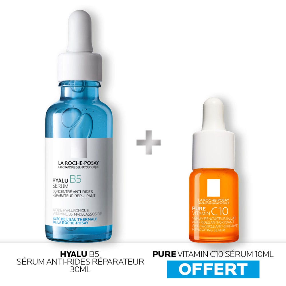 La Roche-Posay Hyalu B5 Sérum Visage Anti Rides Hyalu B5 Acide Hyaluronique 30ml + Vitamin C10 Sérum 10ml offert