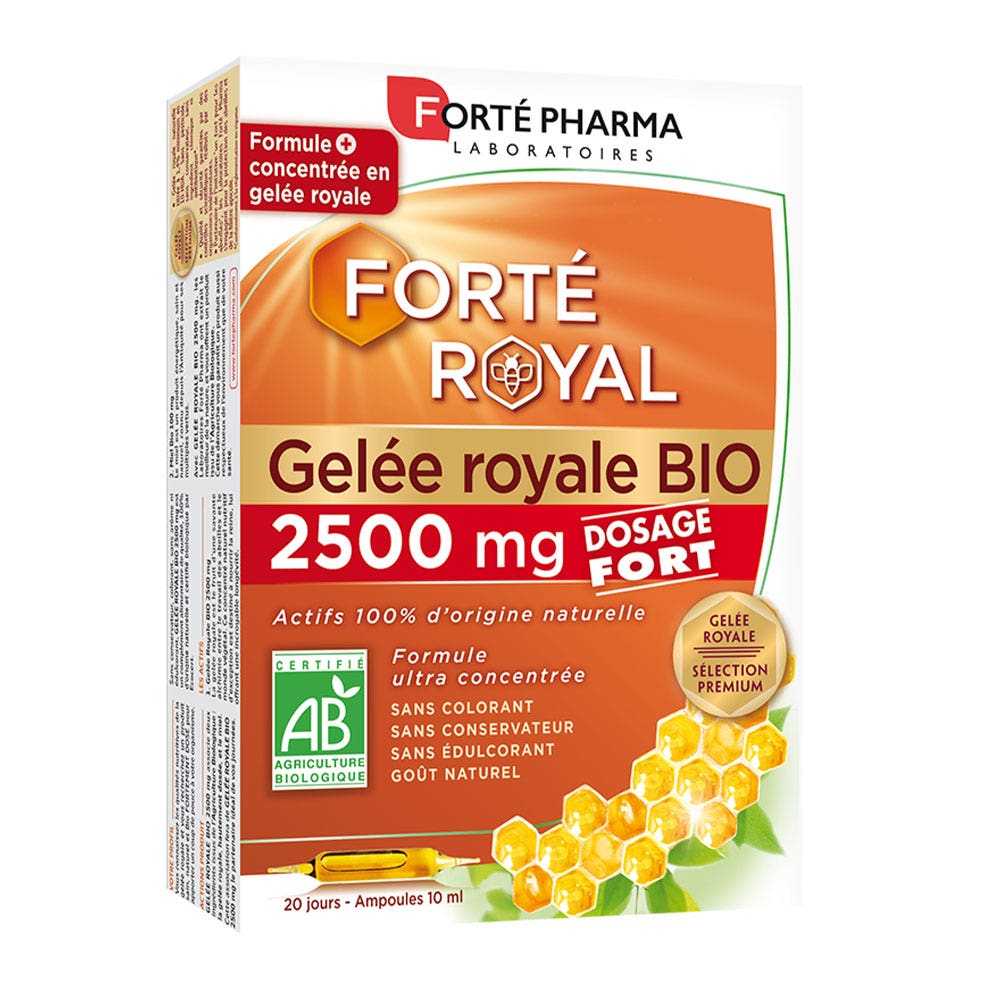 Forté Pharma Forté Royal Gelée Royale Bio 2500mg Dosage Fort 20 Ampoules de 10ml