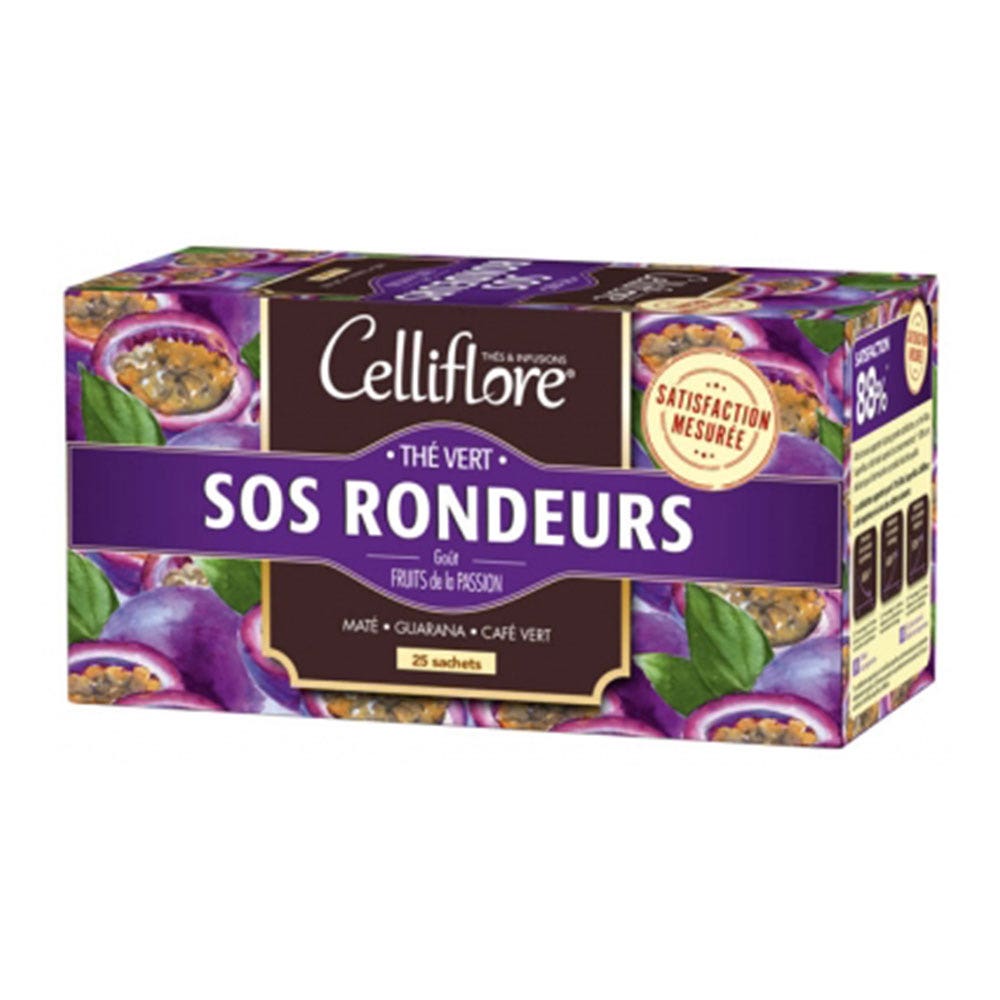 Juvamine Thé Vert SOS Rondeurs Goût Fruit de La Passion 25 Sachets