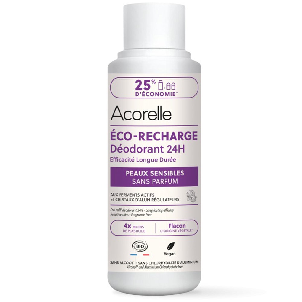 Acorelle Recharge déodorant roll-on 24h efficacité longue durée Peaux sensibles 100ml