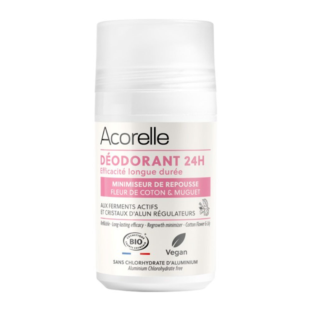 Acorelle Déodorant Roll-On 24h Minimiseur de Repousse Bio Certifié 50ml