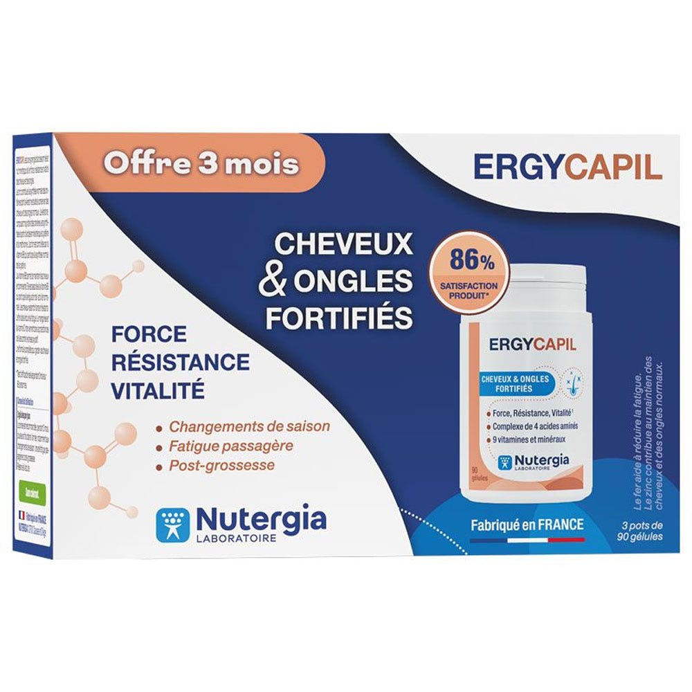 Nutergia Ergycapil Cheveux & Ongles Fortifiés 3x90 Gélules