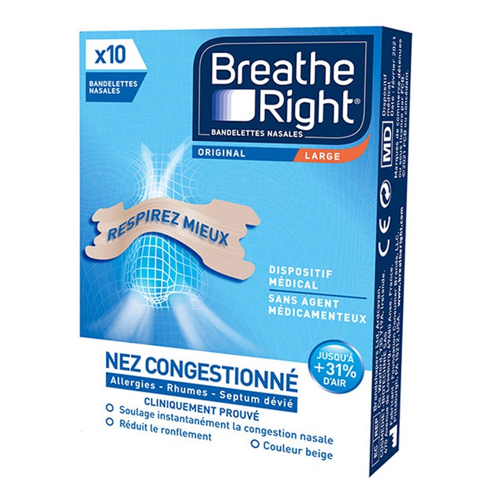 Bandelettes Nasales Original Taille Large x10 Breathe Right