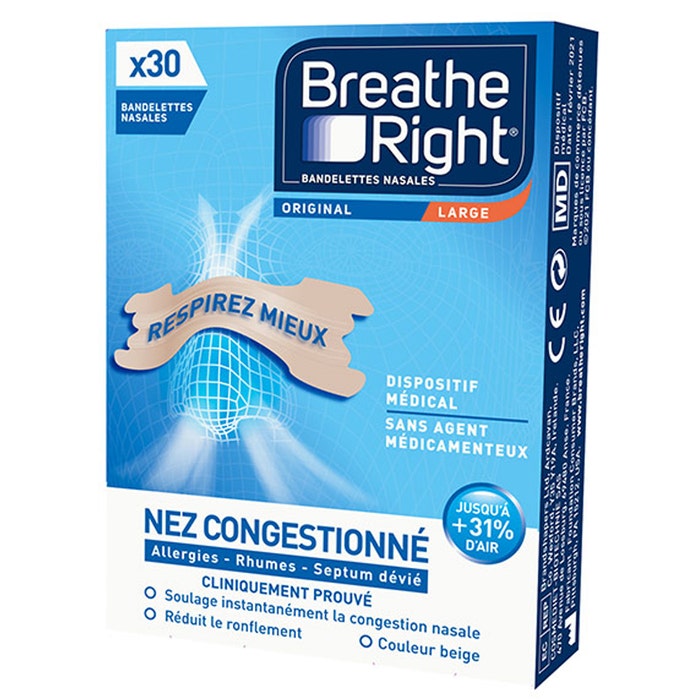 Bandelettes Nasales Original Taille Large X30 Breathe Right