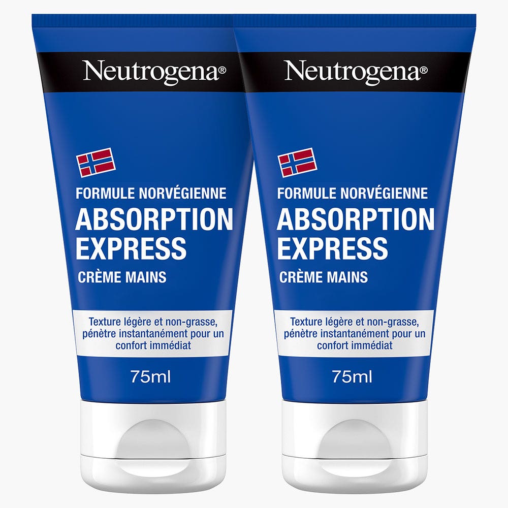 Neutrogena Absorption Express Crème Mains Hydratante Peaux Sèches 2x75ml
