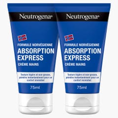 Neutrogena Creme Mains Absorption Express Texture légère et non-grasse 2x75ml