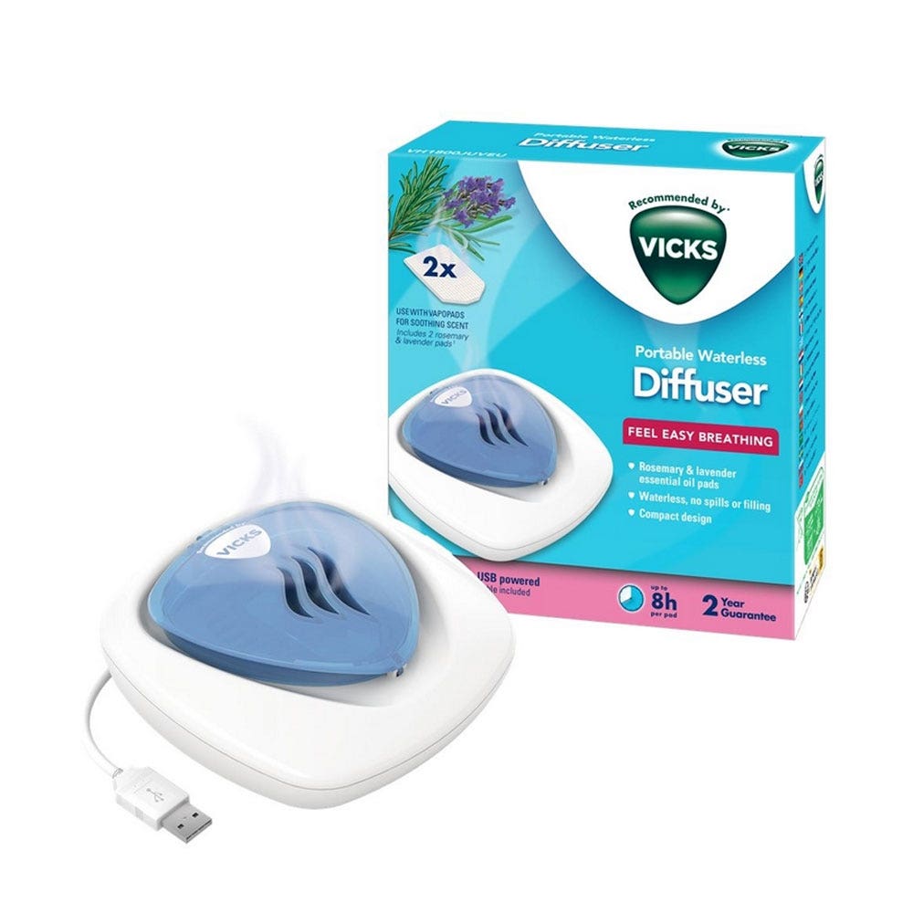 Vicks Diffuseur portable sans eau VH1800 Lavande et romarin 2 recharges