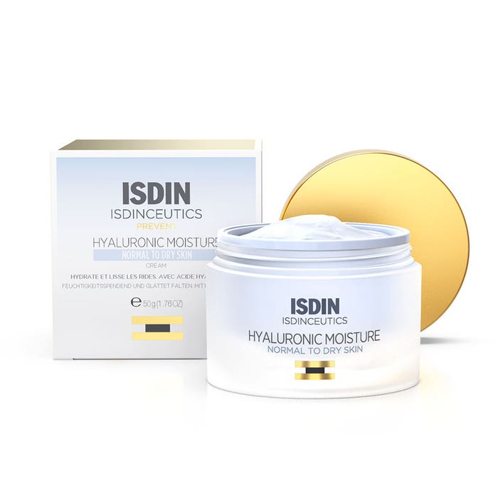 Isdin Hyaluronic Moisture Crème hydratante visage et anti-âge peaux normales à mixtes Prevent 50g
