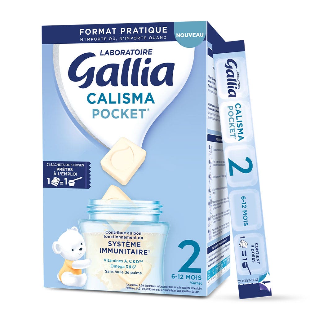 Gallia Calisma 2 Pocket Lait En Poudre 6 à 12 mois 21 Sachets de 5 Doses