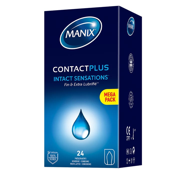 Manix Contact Plus Préservatifs Finesse et Extra Lubrification x24