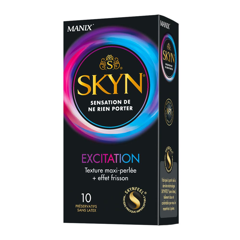 Skyn Excitación Preservativos textura maxiperlada + efecto estimulante sin látex x10