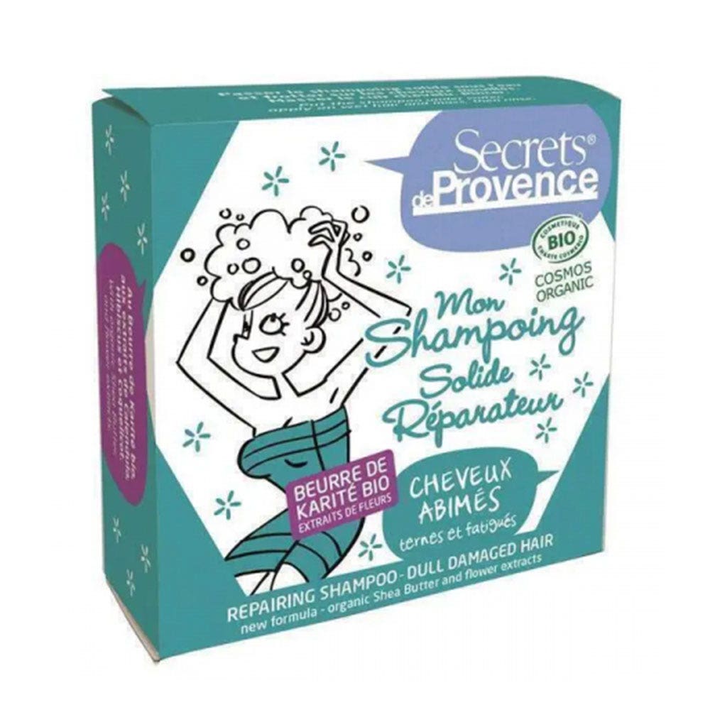 Secrets de Provence Shampoing Solide Réparateur Cheveux Abîmés Ternes et Fatigués 85g