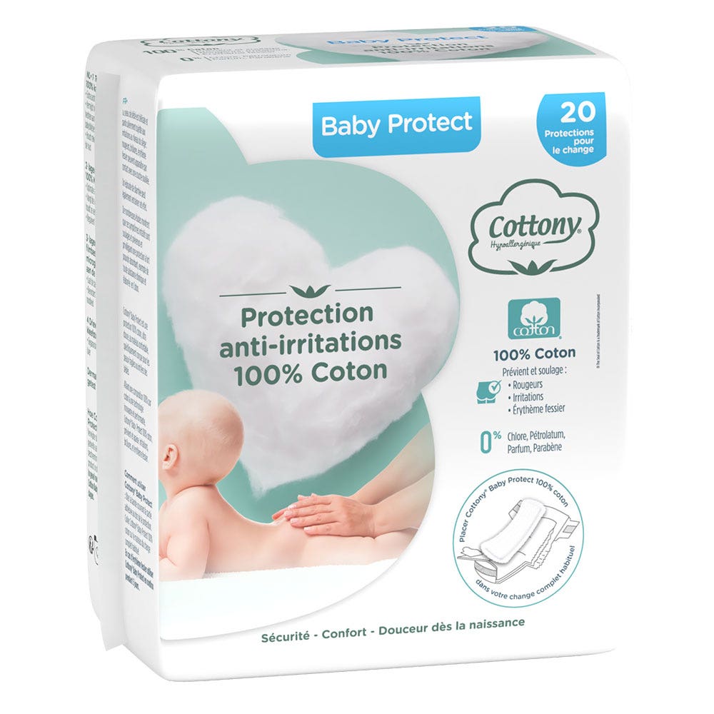 Cottony Cotton Protect Protections Pour Le Change Baby x20