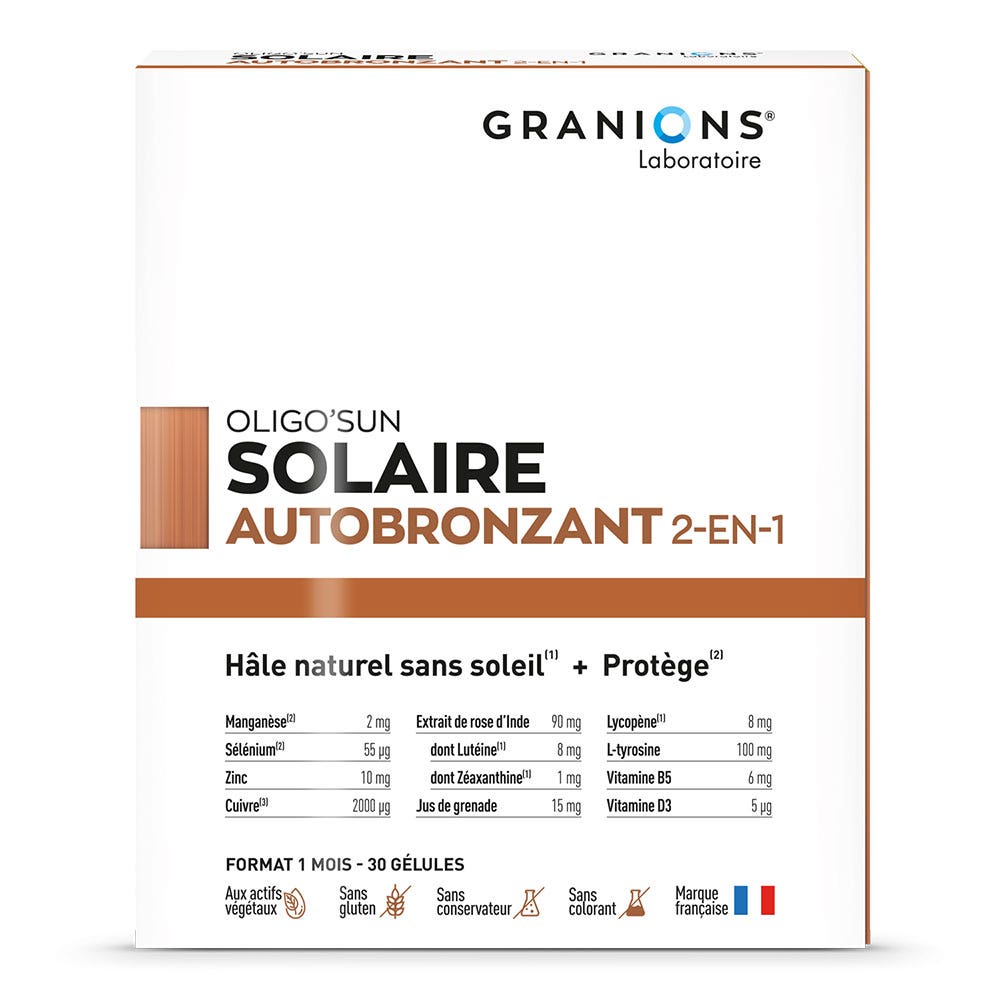 Granions Oligo'Sun Solaire Auto-Bronzant Cure de 1 Mois 30 Gélules