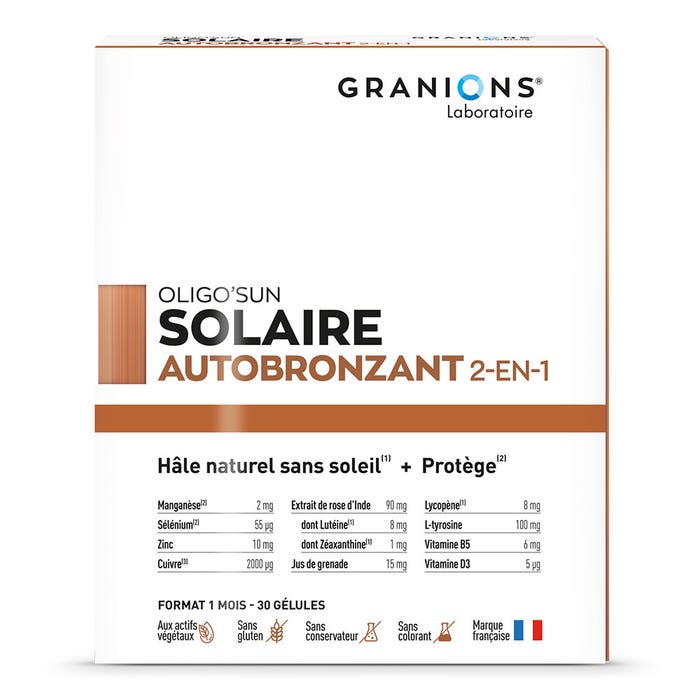 Granions Oligo'Sun Solaire Auto-Bronzant Cure de 1 Mois 30 Gélules