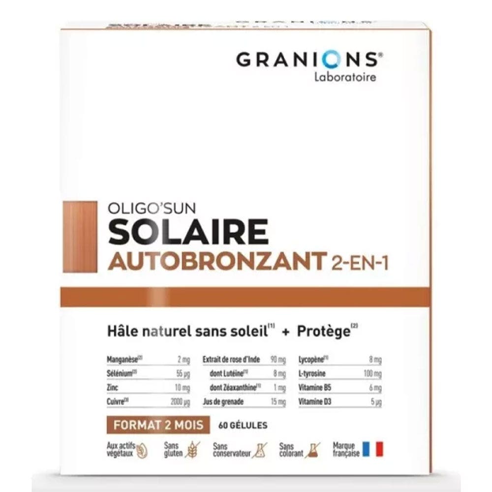 Granions Oligo'Sun Solaire Auto-Bronzant Cure de 2 Mois 60 Gélules