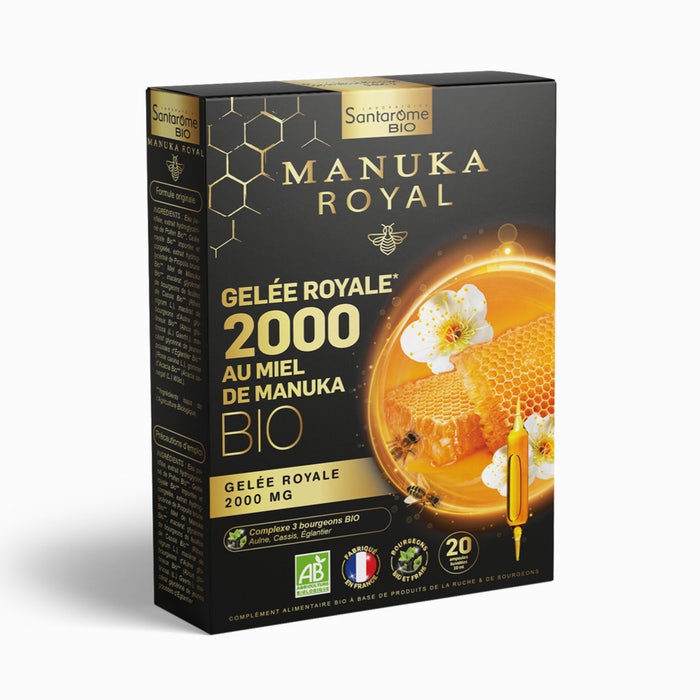 Santarome Gelée Royale 2000 Miel de Manuka Bio Immunité 20 ampoules
