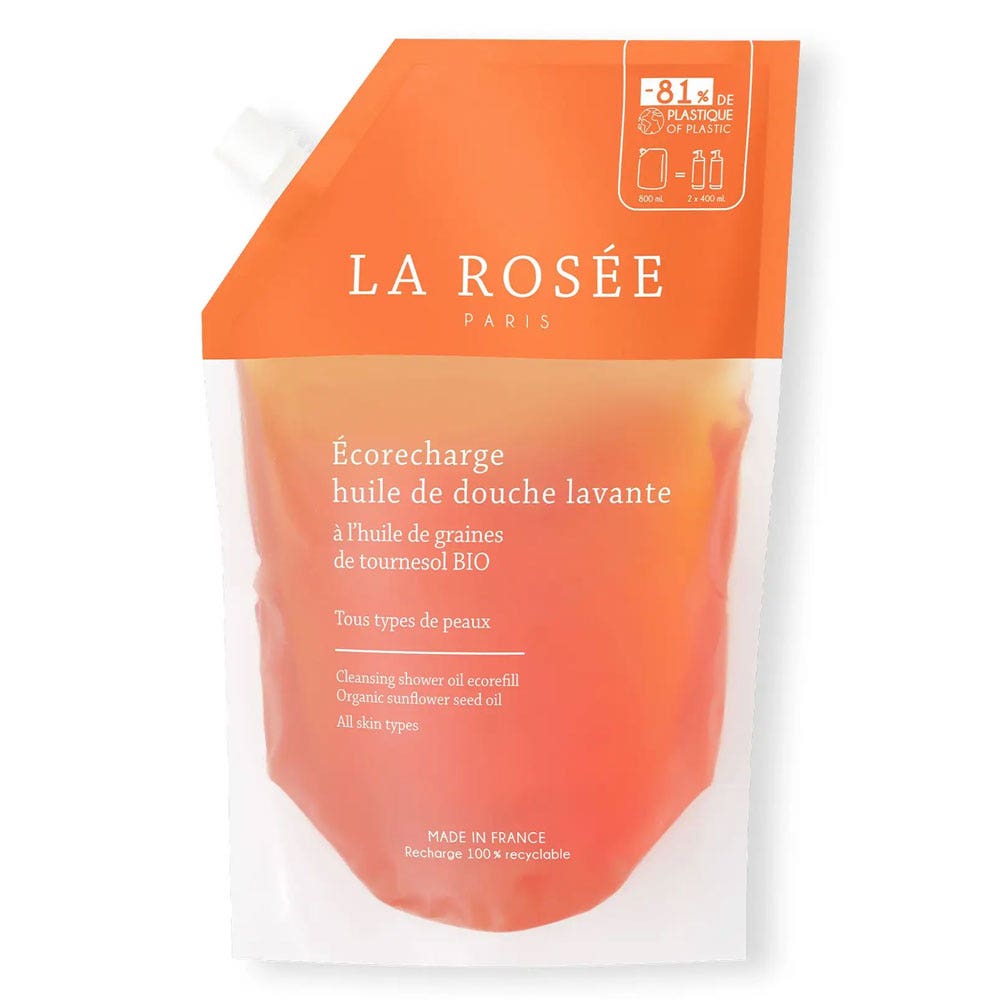 LA ROSÉE Ecorecharge Huile de Douche Lavante A l'huile de Graines de Tournesol Bio 800ml