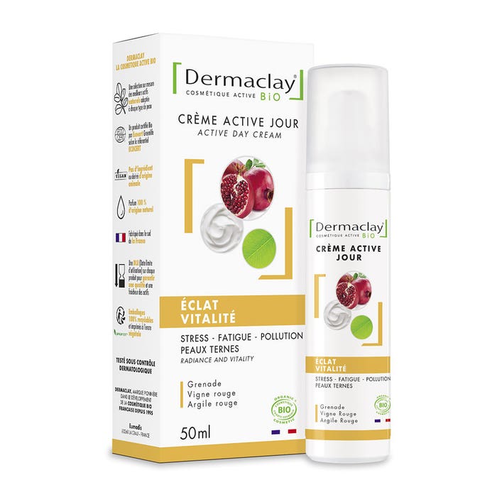 Dermaclay Crème Active Jour Eclat & Vitalité Bio 50ml