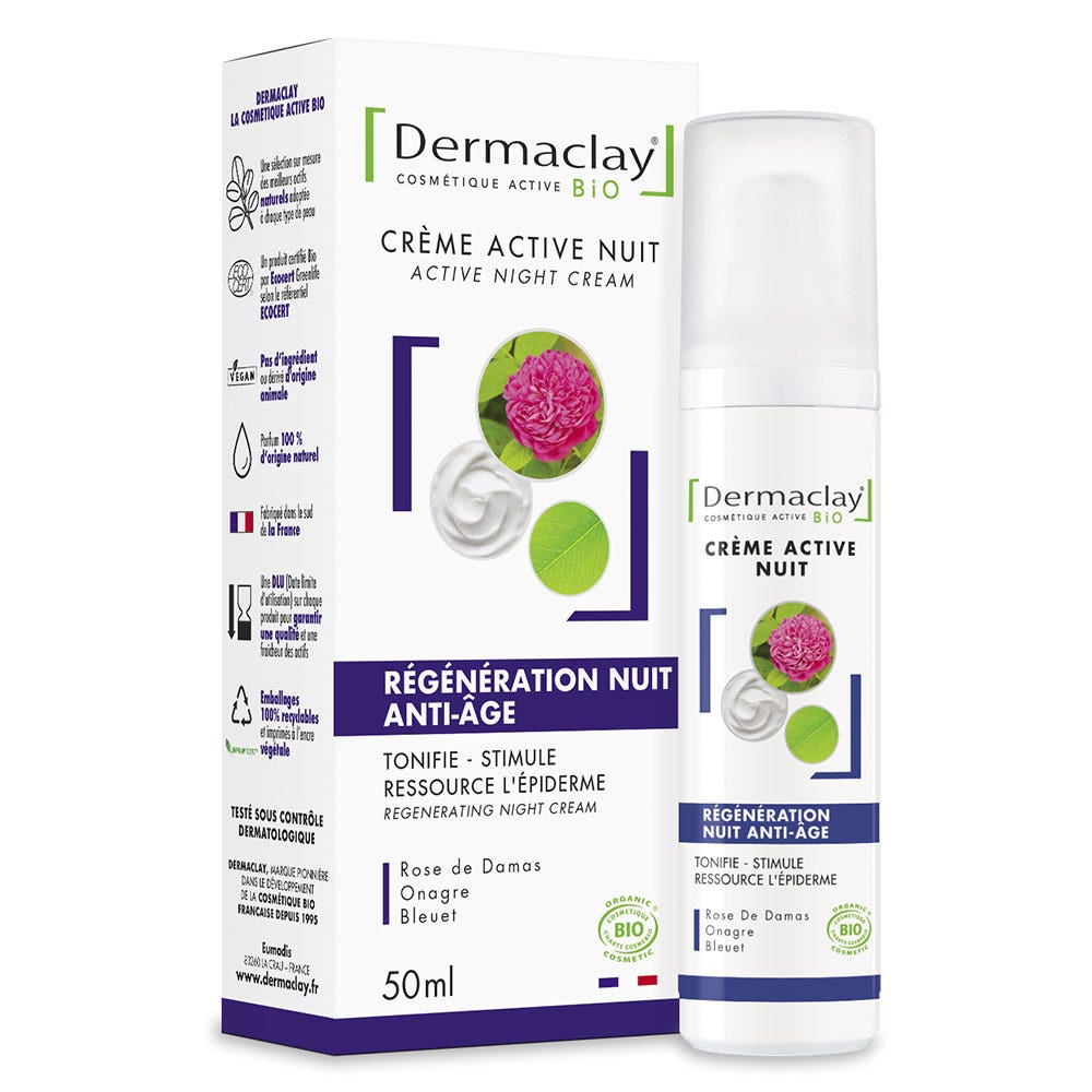 Dermaclay Creme Regeneration Nuit Anti-age Bio 50ml