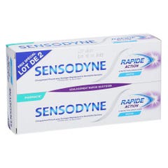 Sensodyne Rapide Et Protection Longue Duree Dentifrice 2x75ml