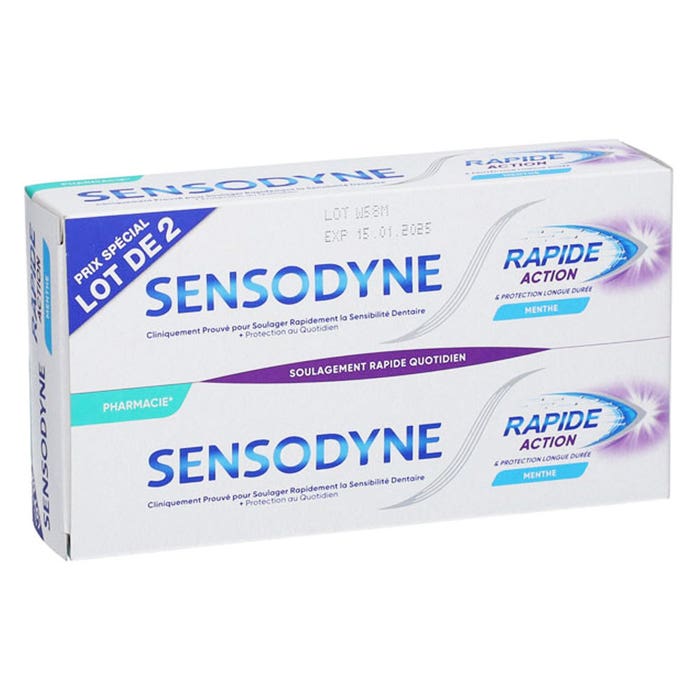 Rapide Et Protection Longue Duree Dentifrice 2x75ml Sensodyne
